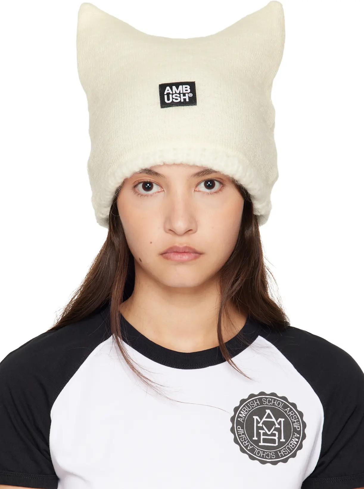 SSENSE Exclusive Off-White Rave Beanie by AMBUSH