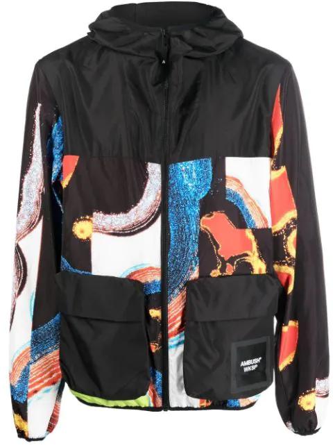 abstract-pattern paneled technical jacket by AMBUSH