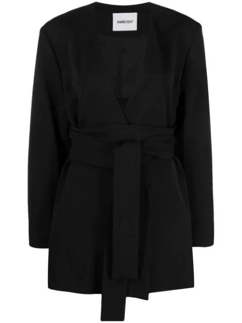 asymmetric-hem belted blazer by AMBUSH