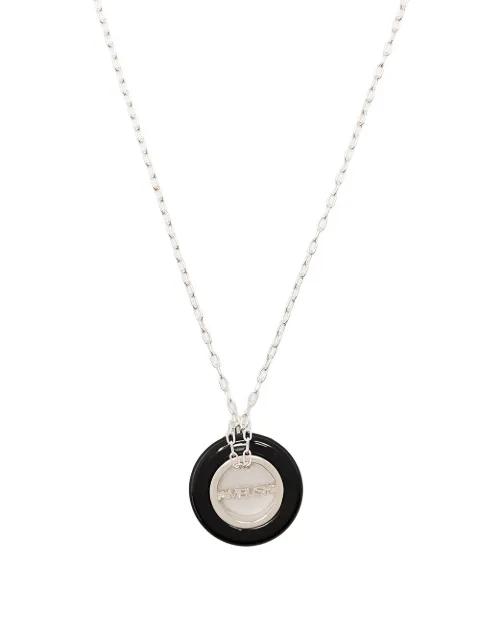 engraved logo round pendant necklace by AMBUSH