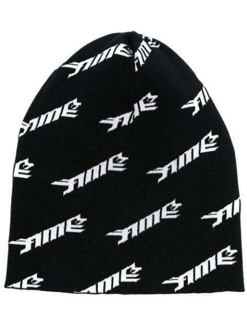 fine ribbed logo-print beanie hat by AMBUSH