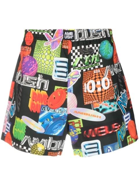 graphic-print elasticated-waistband shorts by AMBUSH