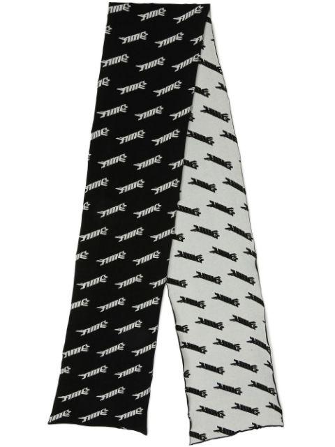 intarsia logo-knit virgin wool-blend scarf by AMBUSH