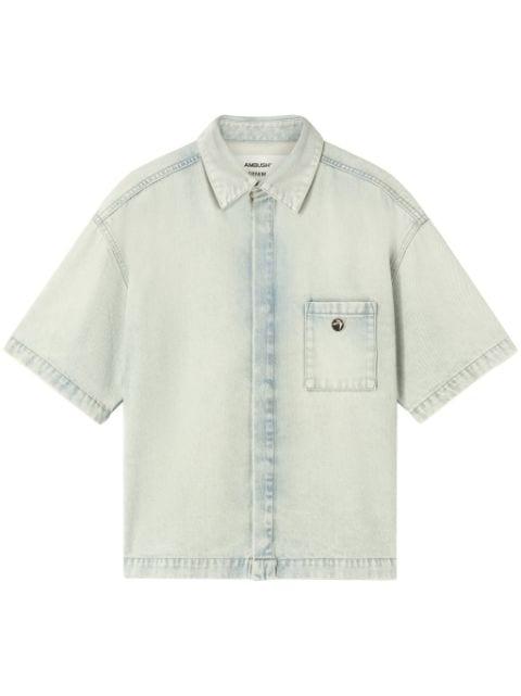 logo-appliqué denim shirt by AMBUSH