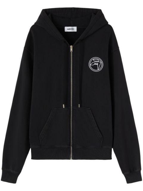 logo-embroidered organic cotton hoodie by AMBUSH