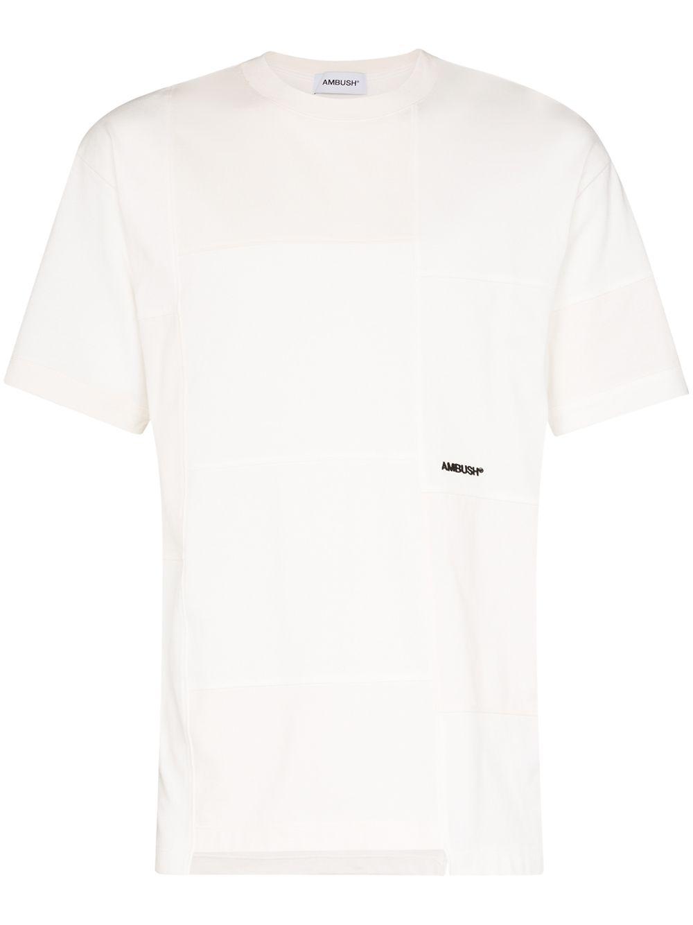 logo-print tonal-patchwork T-shirt by AMBUSH