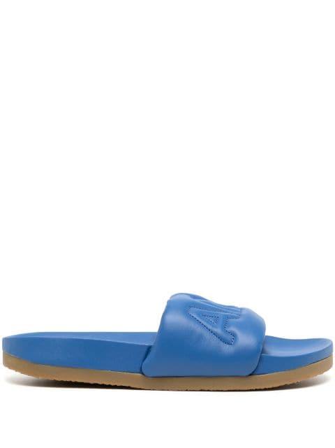 logo-quilted leather slides by AMBUSH