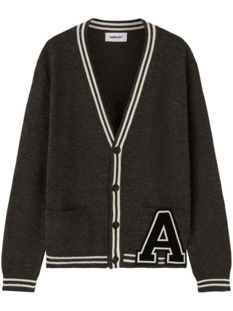 monogram-appliqué wool cardigan by AMBUSH