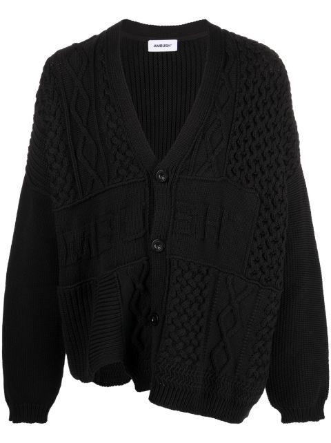 patchwork-knit logo-detail cardigan by AMBUSH
