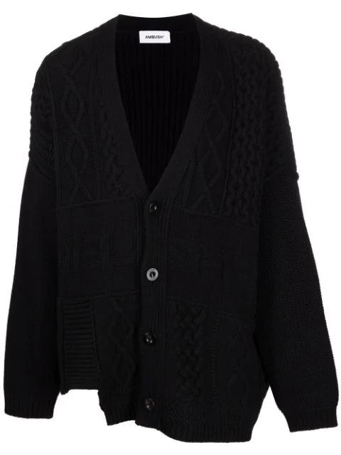 patchwork knitted cardigan by AMBUSH