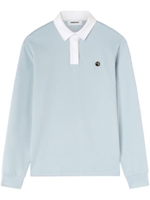polo-collar logo-plaque sweatshirt by AMBUSH