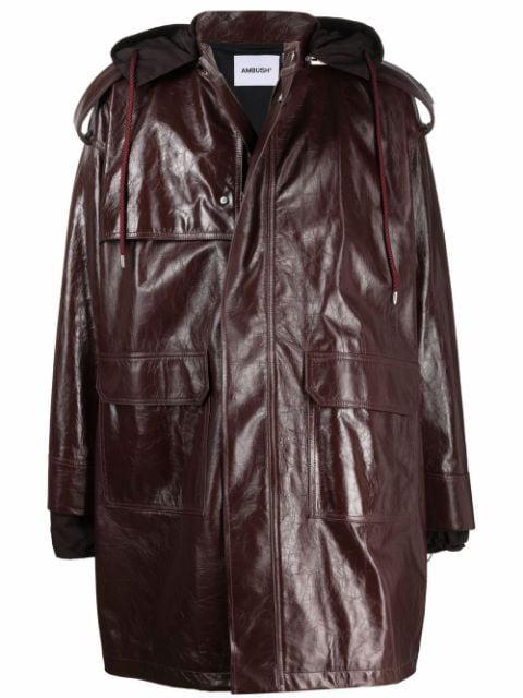 zipped-up leather coat by AMBUSH