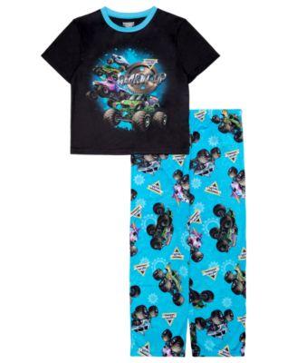 Little and Big Boys' Monster Jam Short Sleeve Top and Open Leg Pants Pajama, 2-Piece Set by AME