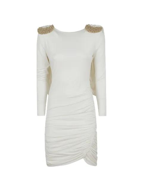 bead-embellished ruched mini dress by AMEN