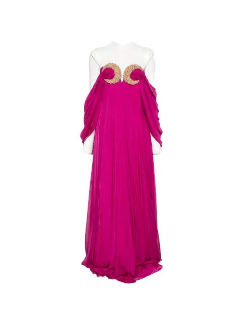bead-embellished strapless maxi dress by AMEN