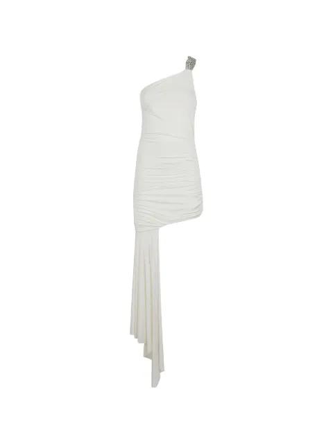 crystal-embellished ruched asymmetric dress by AMEN