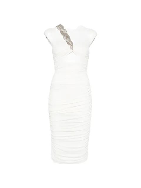 crystal-embellished ruched midi dress by AMEN