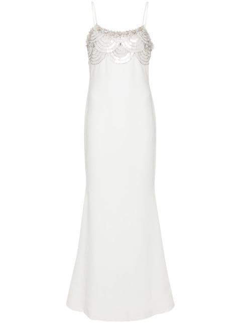 crystal-embellishment crepe maxi dress by AMEN