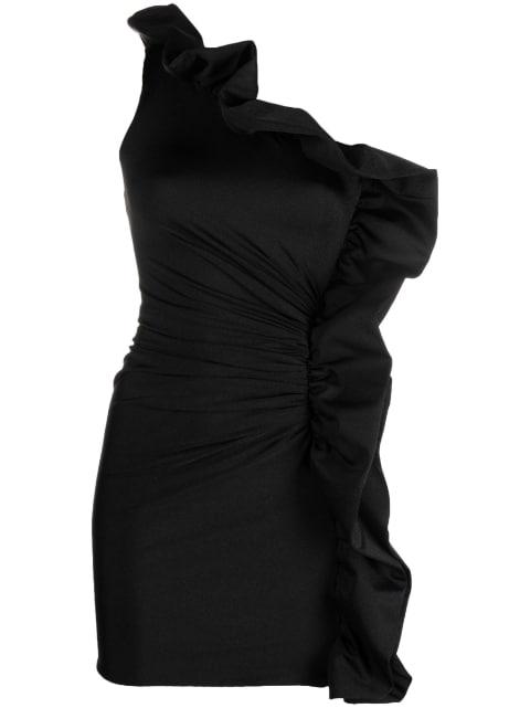 one-shoulder ruffled mini dress by AMEN