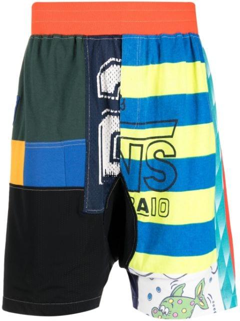 patchwork-design track shorts by AMEN
