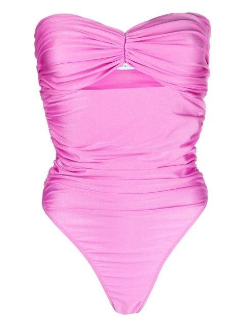 ruched-effect strapless swimsuit by AMEN