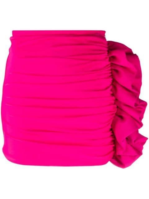 ruched ruffle-trim mini skirt by AMEN