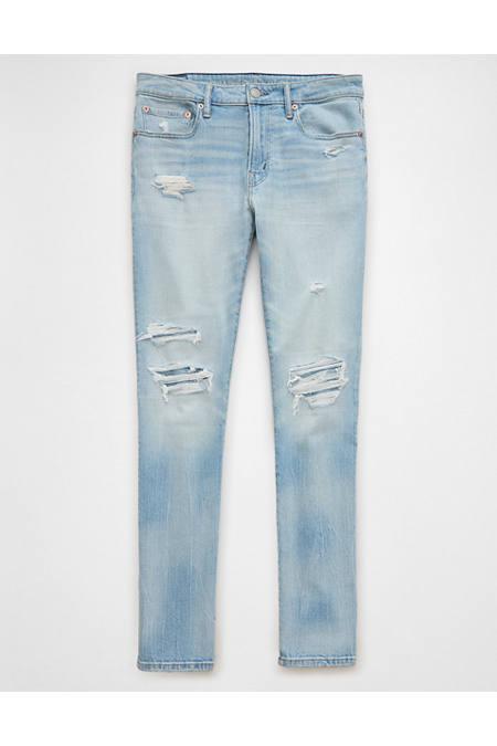 AE AirFlex+ Patched Slim Jean Men's Light Destroy Wash by AMERICAN EAGLE AE AirFlex+ Patched Slim Jean Men's Light Destroy Wash by AMERICAN EAGLE