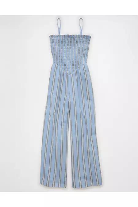 AE Bella Smocked Jumpsuit Women's Blue by AMERICAN EAGLE