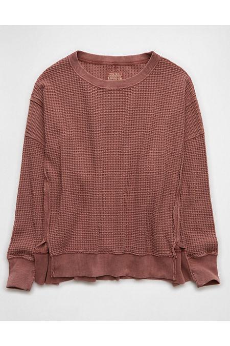 AE Big Hug Waffle Sweatshirt Women's Mauve by AMERICAN EAGLE AE Big Hug Waffle Sweatshirt Women's Mauve by AMERICAN EAGLE