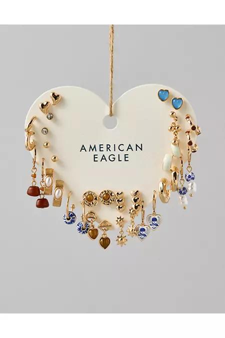 AE Blue & Brown Earrings 18-Pack Women's Multi by AMERICAN EAGLE AE Blue & Brown Earrings 18-Pack Women's Multi by AMERICAN EAGLE