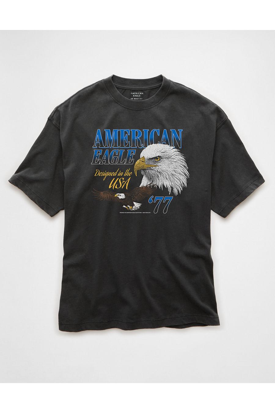 AE Boxy Bald Eagle Graphic T-Shirten's Charcoal by AMERICAN EAGLE