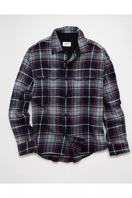 AE Boxy Everyday Flannel Shirt Men's Navy by undefined