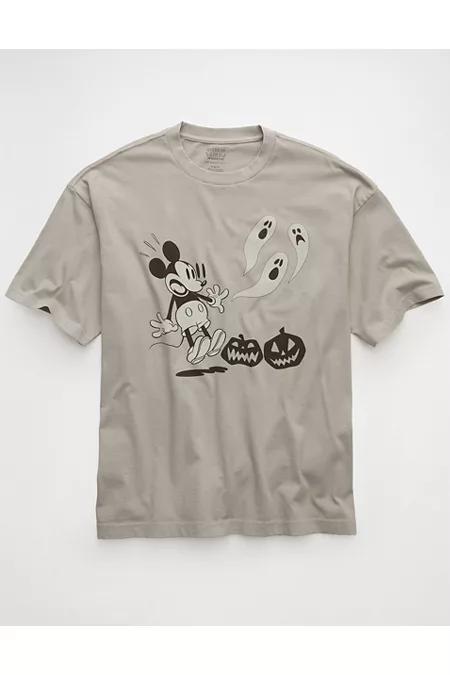 AE Boxy Halloween Mickey Mouse Graphic T-Shirt Men's Grey Camo by AMERICAN EAGLE