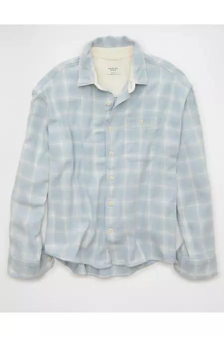 AE Boxy Lightweight Flannel Shirten's Light Blue by AMERICAN EAGLE