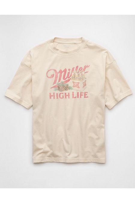 AE Boxy Miller High Life Graphic T-Shirt Men's Cream by AMERICAN EAGLE