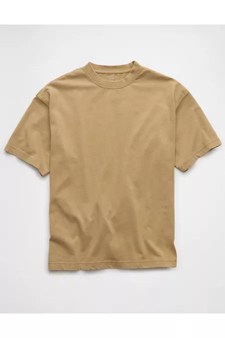 AE Boxy Sueded Jersey T-Shirt Men's Khaki by AMERICAN EAGLE