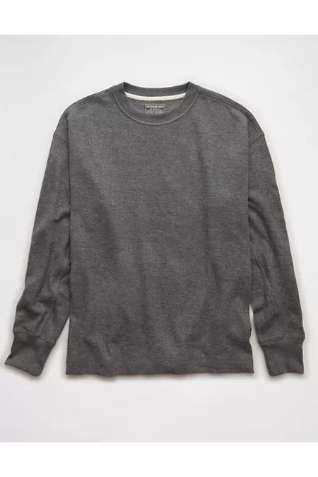AE Boxy Washed Thermal Shirten's Black by AMERICAN EAGLE