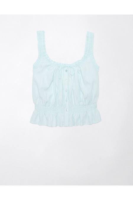 AE Button-Up Lace Cami Women's Blue M by AMERICAN EAGLE