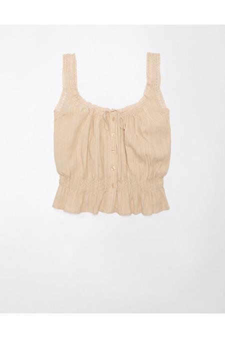 AE Button-Up Lace Cami Women's Tan XXS by AMERICAN EAGLE