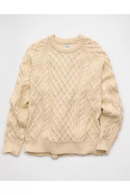 AE Cable Knit Crew Neck Sweater Men's Cream by AMERICAN EAGLE AE Cable Knit Crew Neck Sweater Men's Cream by AMERICAN EAGLE