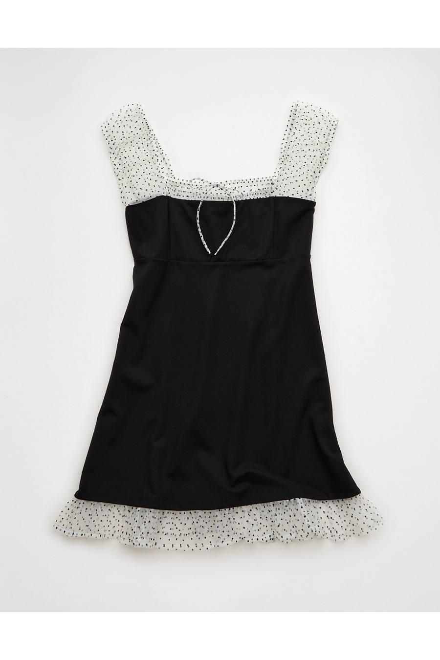 AE Cap Sleeve Tie-Front Mini Dress Women's Black by AMERICAN EAGLE