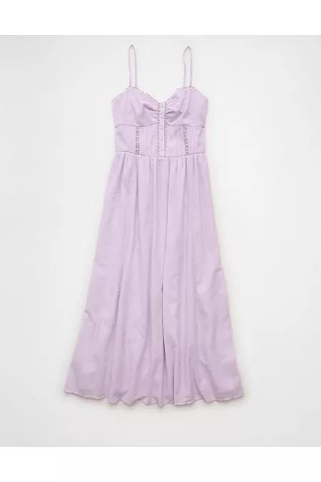 AE Catie Corset Button-Up Midi Dress Women's Lilac Ice by AMERICAN EAGLE
