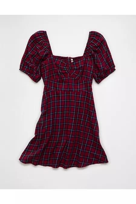AE Catie Corset Puff Sleeve Mini Dress Women's Burgundy by AMERICAN EAGLE
