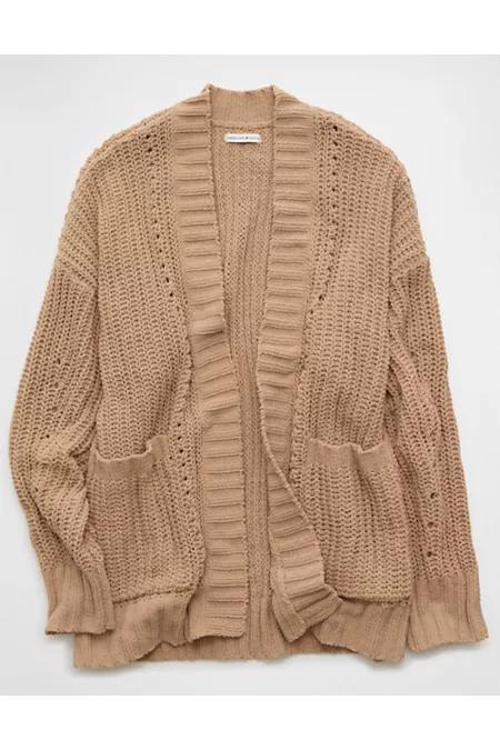 AE Chenille Cardigan Sweater Women's Camel by AMERICAN EAGLE