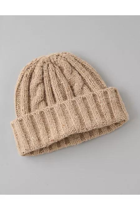 AE Chunky Cable Knit Beanie Men's Cappuccino by AMERICAN EAGLE
