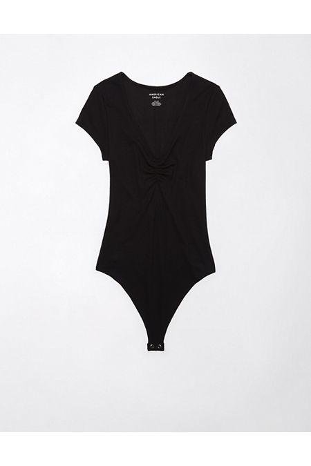 AE Cinch Front Bodysuit Women's Black XXS by AMERICAN EAGLE