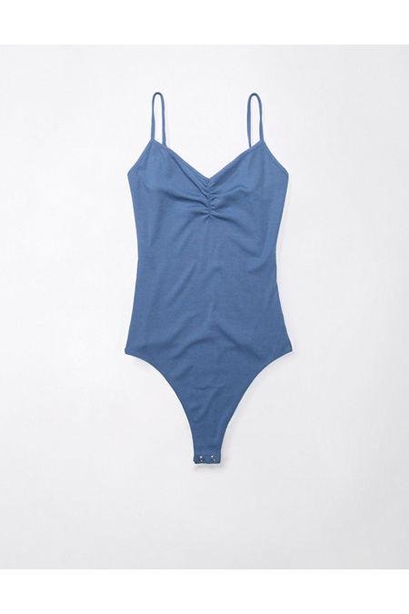 AE Cinch-Front Bodysuit Women's Blue XXS by AMERICAN EAGLE