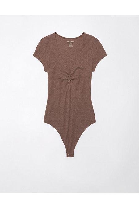 AE Cinch Front Bodysuit Women's Brown S by AMERICAN EAGLE