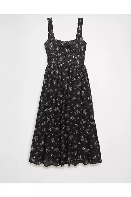 AE Corset Floral Midi Dress Women's Black by AMERICAN EAGLE AE Corset Floral Midi Dress Women's Black by AMERICAN EAGLE
