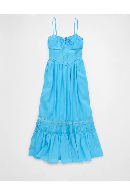 AE Corset Tiered Midi Dress Women's Blue by AMERICAN EAGLE | jellibeans